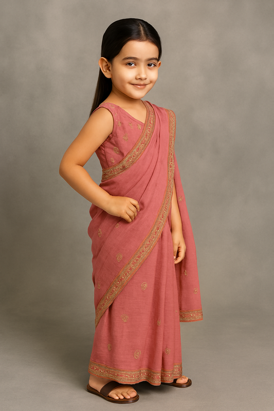 β¨ Introducing the "Little Blossom" Cotton Saree for Girls