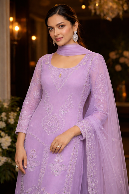Blush Pink Embroidered Straight Kurta Set with Dupatta