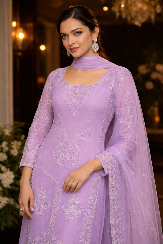 Blush Pink Embroidered Straight Kurta Set with Dupatta