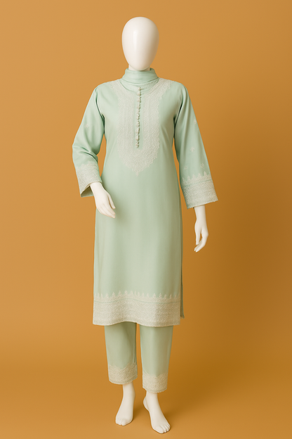 Embroidered 3-Piece Cotton Suit Set – Available in Dusty Mauve, Black & Pink | Outlook Fashion