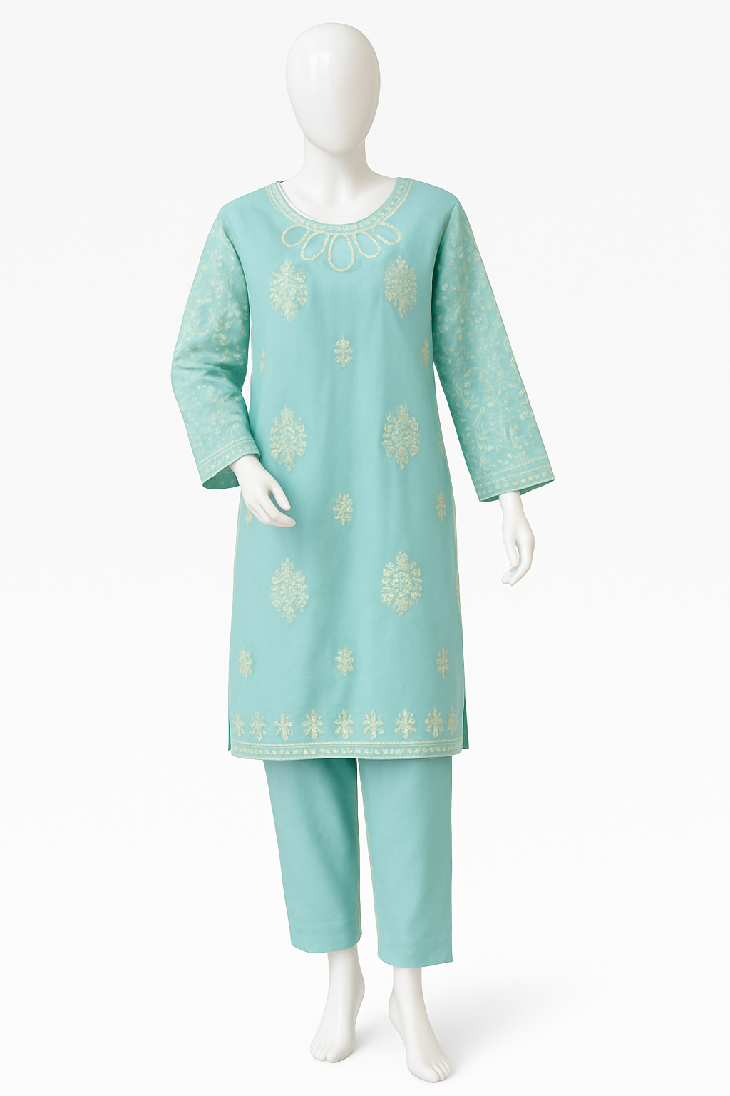 Embroidered 3-Piece Cotton Suit