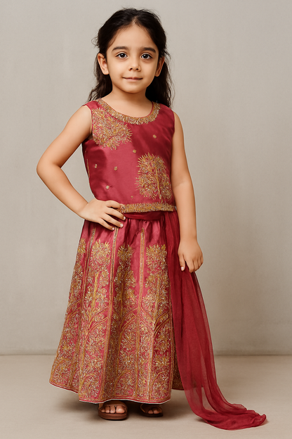 ✨ Traditional Pink Lehenga Choli for Girls (Ages 1–14) – Festive & Wedding Wear