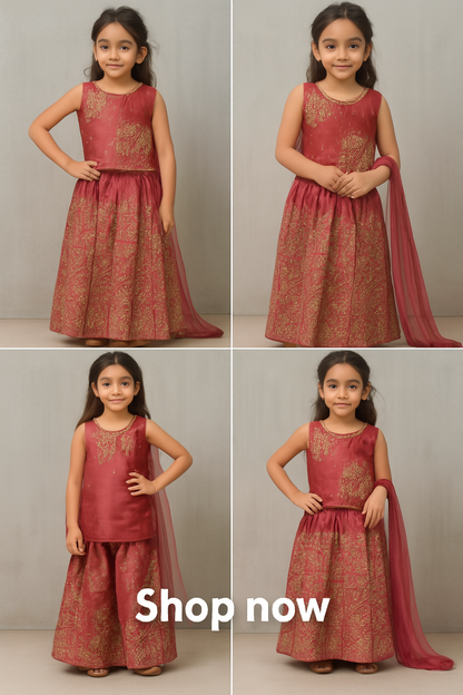 ✨ Traditional Pink Lehenga Choli for Girls (Ages 1–14) – Festive & Wedding Wear