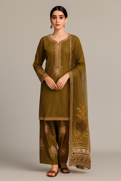 Embroidered Three-Piece Suit for Women | Luxury Pret Collection by OutlookFashion