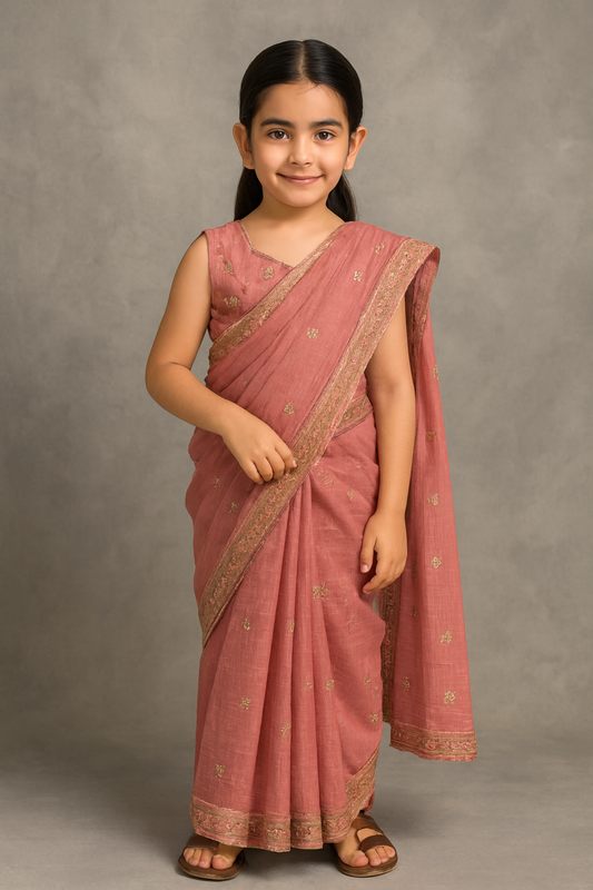 ✨ Introducing the "Little Blossom" Cotton Saree for Girls