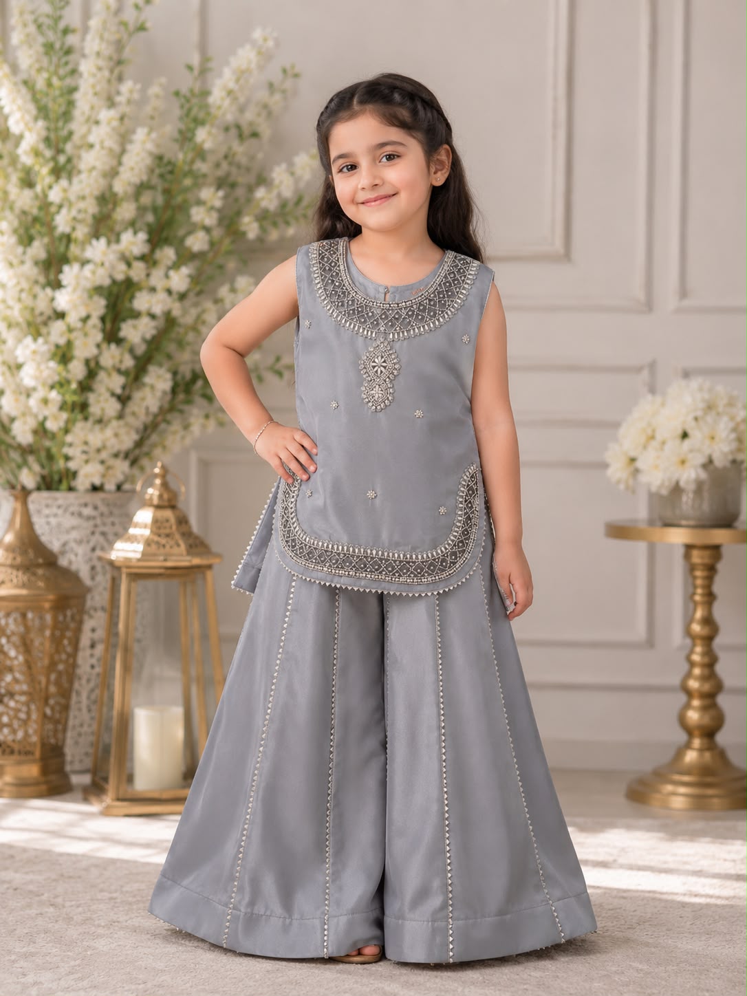 Outlook Fashion – Yellow Embroidered Shalwar Kameez for Girl